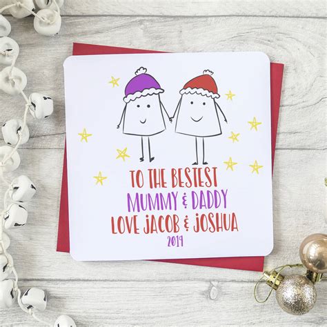 Bestest Mum And Dad Personalised Christmas Card By Parsy Card Co