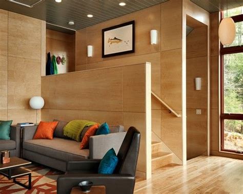 Flooring Amazing Contemporary Living Room With Exciting Plywood Walls