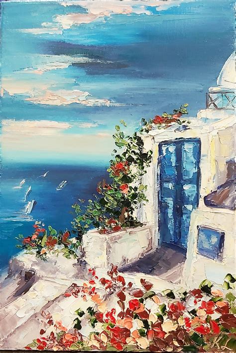 Seascape Original Painting Greece Painting Landscape Oil Etsy