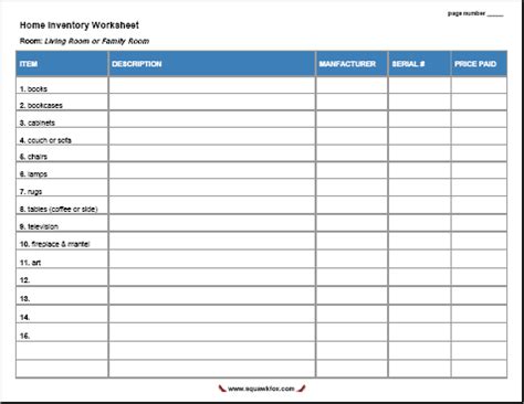 Home Inventory List