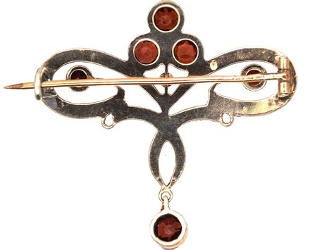 Art Nouveau Brooch Set With Garnets 280t The Antique Jewellery Company