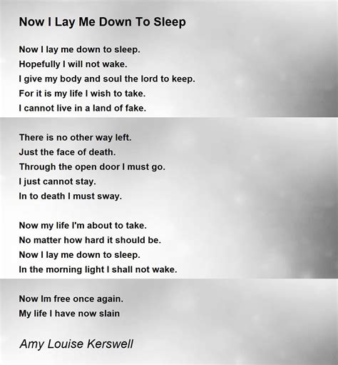 Now I Lay Me Down To Sleep Now I Lay Me Down To Sleep Poem By Amy