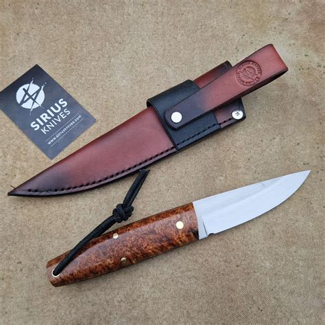 Full Tang Puukko Knife With Stabilized Maple Burl Handle Sirius Knives