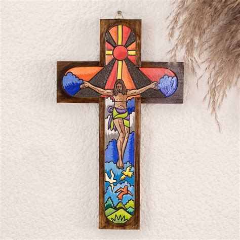 Unicef Market Handcrafted Religious Wood Wall Cross From El Salvador
