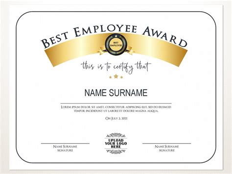 Best Employee Award Employee Award Template Editable Logo Etsy