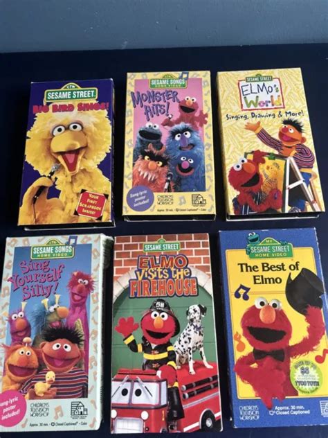 Sesame Street Vhs Lot Elmo Ernie Big Bird Oscar The Grouch Cookie