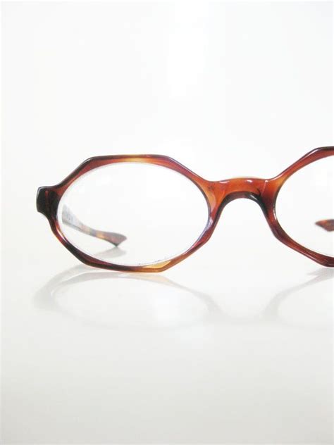 Vintage 1960s Hexagon Eyeglasses Octagon Glasses Womens Geek Chic Nerdy Frames Ladies 60s Mid