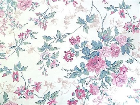 Cottage Floral Vintage Wallpaper Pink Green Beige Cream Ha4062