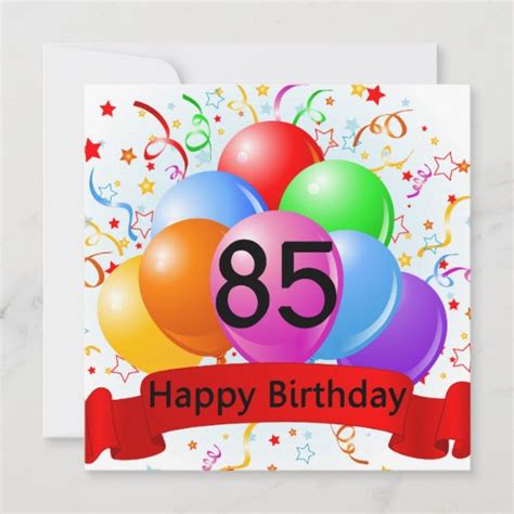 Happy 85th Birthday Balloons Banner Card