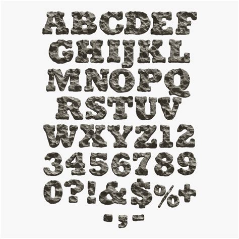 Alphabet number paper cut colorful font style. Transparent Stone Rock Png - Cracked Stone Font Alphabet ...