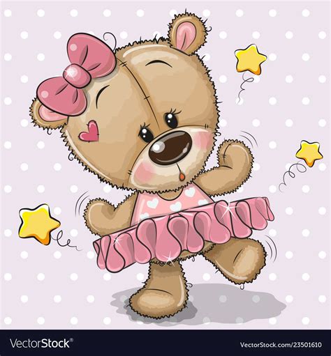 Cute Cartoon Teddy Bear Ballerina Royalty Free Vector Image Dibujos