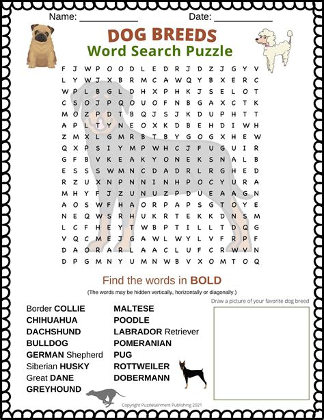 Dog Breeds Word Search Puzzle Free Printable Pdf Free Activities