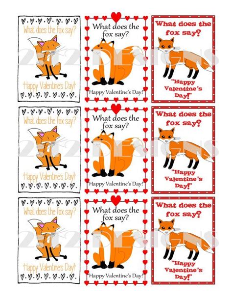 What Does The Fox Say Printable Valentines By Twotwelvedesigns