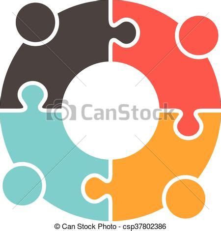 Vector Of Teamwork People Puzzle Pieces Vector Graphic Design