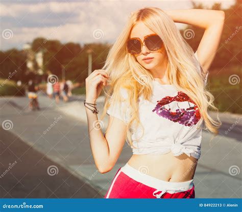 Portrait Of Young Pretty Cute Girl Beautiful Woman In Summer Stock 606