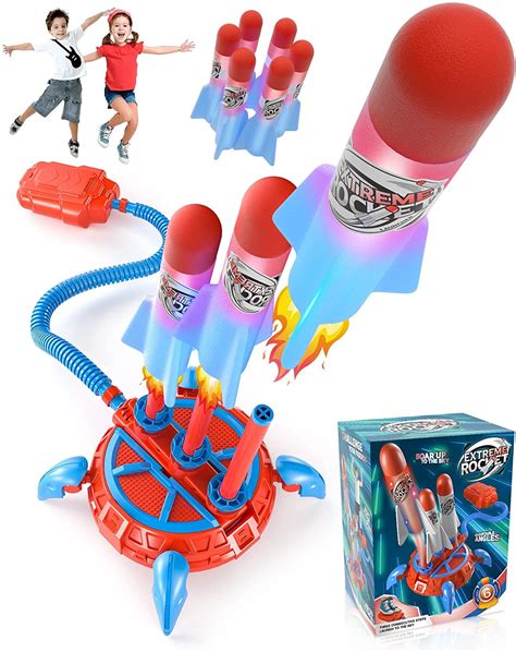 Terra Toy Rocket Launcher For Kids 6 Led Foam Rockets Shoots Up To 100