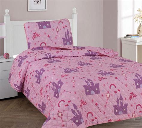 2 Pc Twin Princess Palace Kids Microfiber Bedding Quilt Set 1 Print
