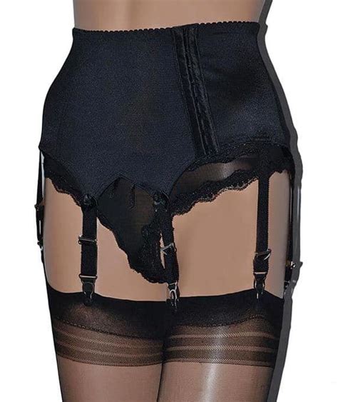 Vintage Style 6 Strap Suspender Belt With Plain Panels In 3 Colours