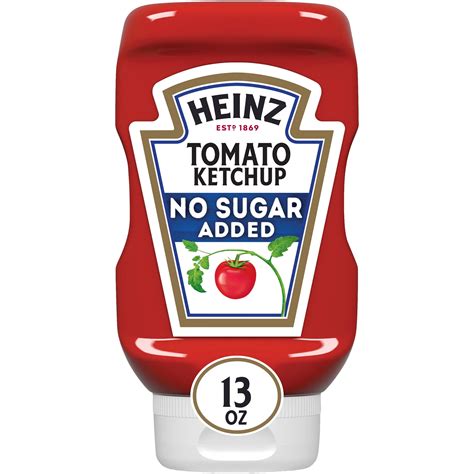 Heinz Tomato Ketchup With No Sugar Added 13 Oz Bottle