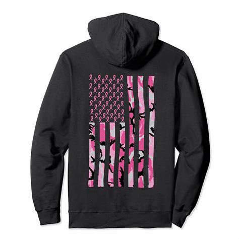 breast cancer awareness survivor pink camouflage flag ribbon pullover hoodie
