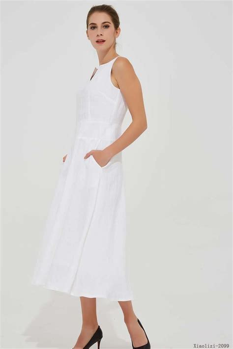 Linen Dress Pockets White Dress Women Summer Dress Etsy White