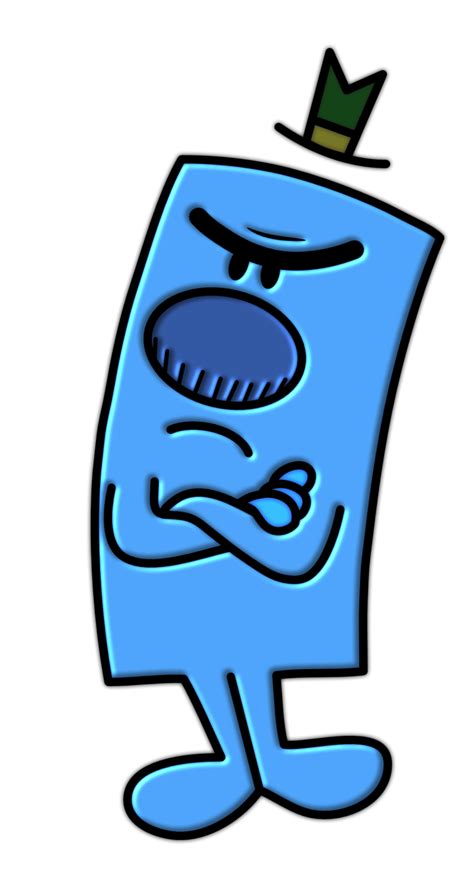 A Blue Cartoon Character With A Hat On His Head And Arms Crossed In Front Of Him