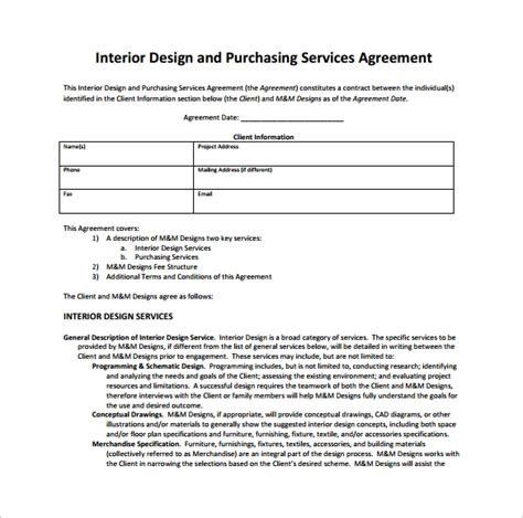 11 Interior Design Contract Templates To Download For Free Sample