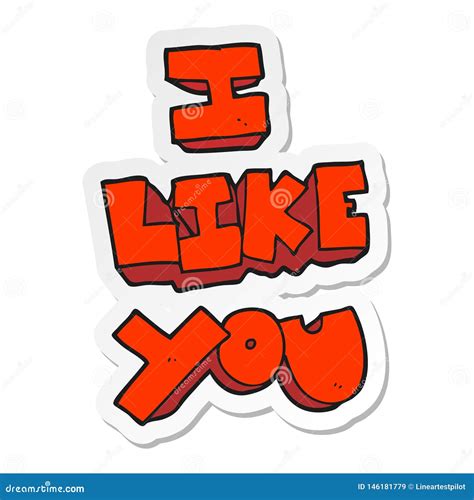 Sticker Of A I Like You Cartoon Symbol Stock Vector Illustration Of