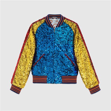 Sequin Bomber Jacket Gucci Mens Outerwear And Leather Jackets