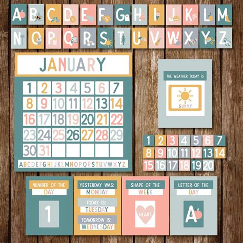 Homeschool Wall Calendar Months Days Letters Numbers Etsy