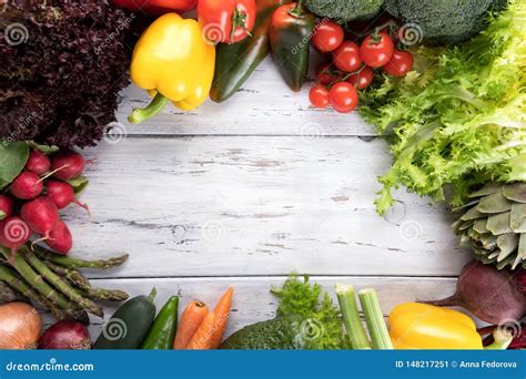 Organic Food Background Food Photography Different Vegetable On Old