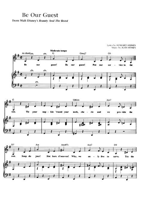 Be Our Guest Piano Sheet Music Easy Sheet Music