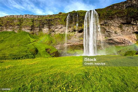 Seljalandsfoss One Of The Most Famous Icelandic Waterfall Stock Photo