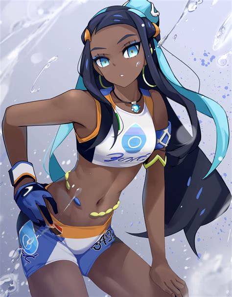 Nessa Pok Mon Pok Mon Sword And Shield Bellybutton Human Characters In Pok Mon Dark Skin Gym