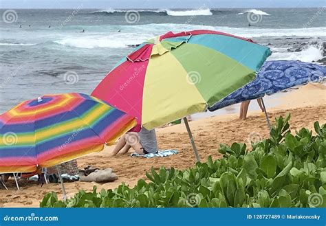 Colorful Umbrellas On The Beach Stock Image Image Of Colorful Ocean
