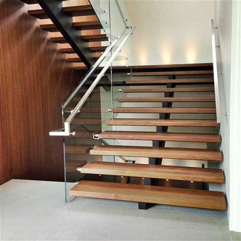Indoor Mono Stringer Staircase U Shaped Solid Wood Stairs Design Pr T013