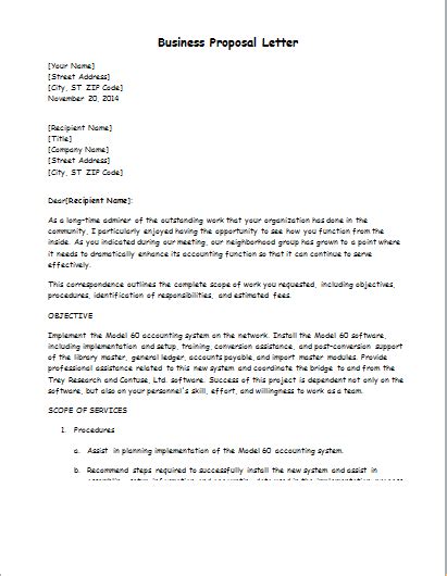 Business Proposal Letter Template Word And Excel Templates