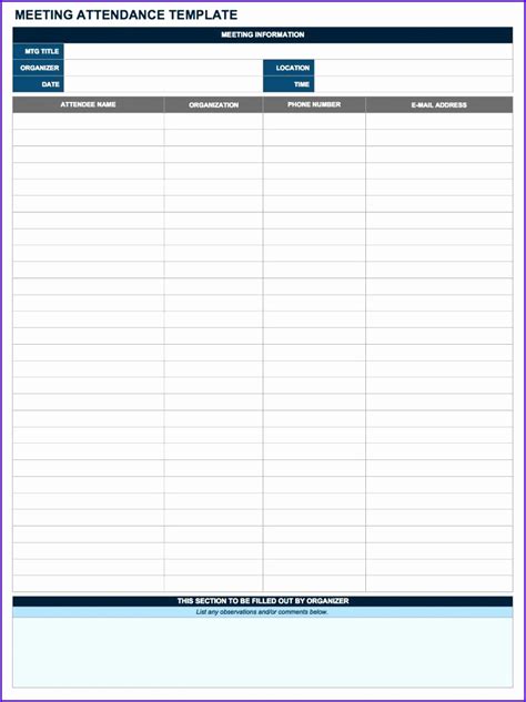 5 Attendance Sheet Template Excel Excel Templates
