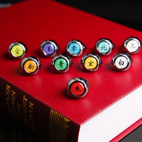 Naruto Akatsuki Ring Set Pcs Symbol Free Shipping