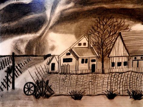 Oz Tornado In Kansas Drawing By Jo Ann Hayden