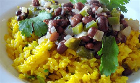 Black Beans With Yellow Coconut Rice