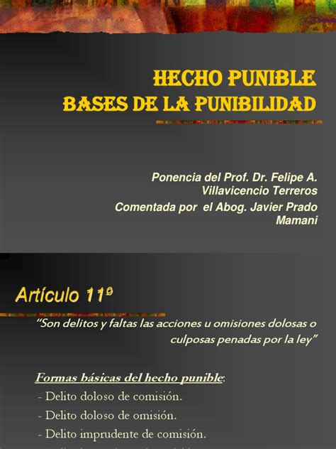 07l Hecho Punible Base De La Punibilidad Intención Derecho Penal