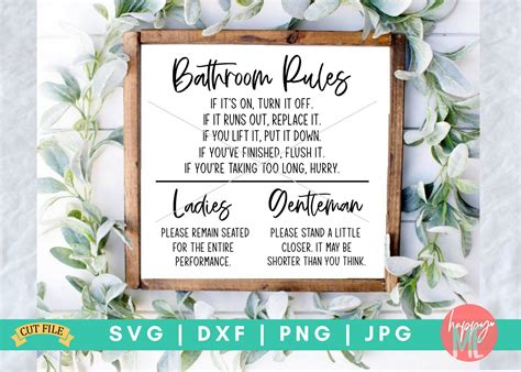 Bathroom Rules Svg Toilet Rules Svg Restroom Sign Svg Etsy Bathroom