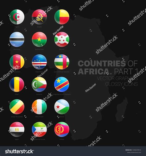 African Countries Flags Vector 3d Glossy Stock Vector Royalty Free
