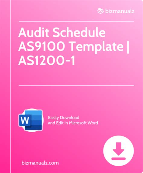 As9100 Audit Schedule Template Word