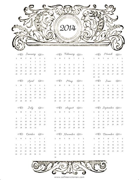 Free Printable 2014 Calendars Call Me Victorian