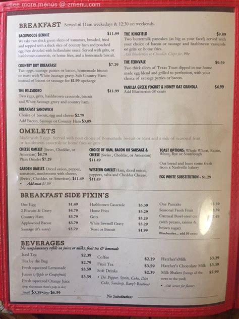 Menu At Big Bad Breakfast At The Country Boy Restaurant Franklin