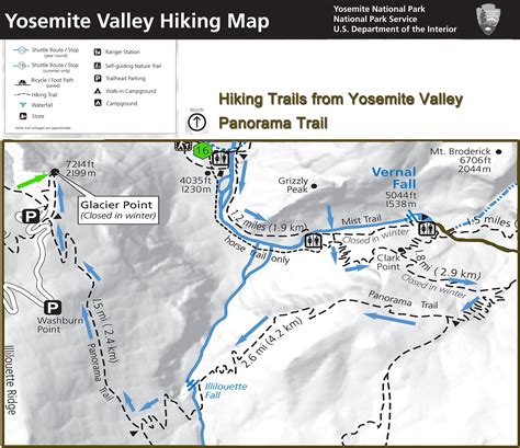 Yosemite Hiking Map Panorama Trail From The Valley Take The Shuttle