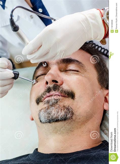 Beautician Procedure Cleansing Face Men Stock Photo Image Of