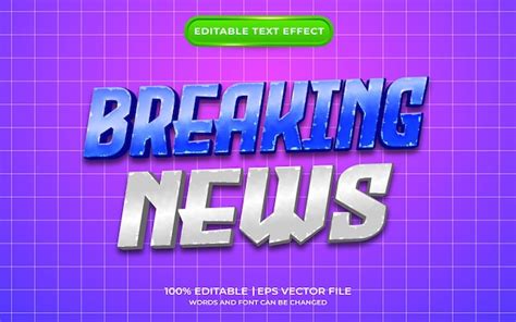 Premium Vector Breaking News 3d Text Style Effect Editable